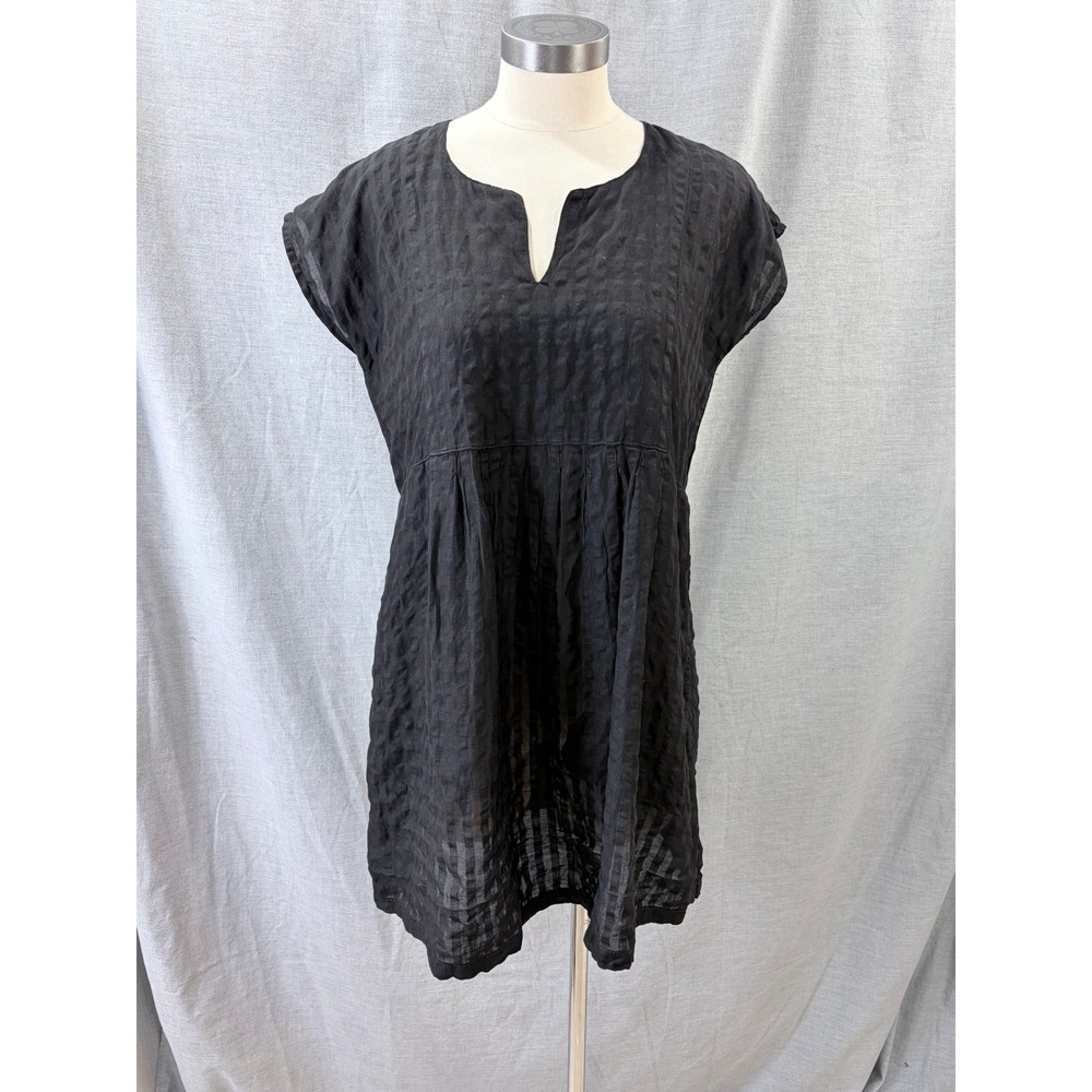 Cut Loose‎ Black Crinkle Gauze Mini Dress Textured Shift S